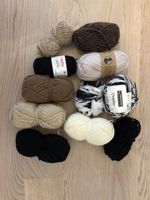 Wollesammlung für Winterprojekte: Beige, Schwarz, Braun, Wei