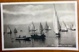 Voiliers & Barques sur le Léman devant Ouchy - 1929