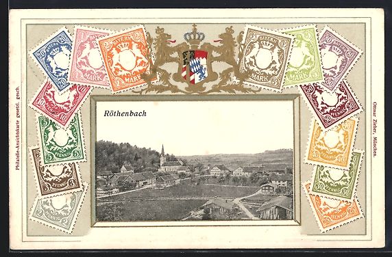 Cartoline postali: Röthenbach / Allgäu, Ortsansicht mit K – Usato da Berlin venduto da bartko-reher