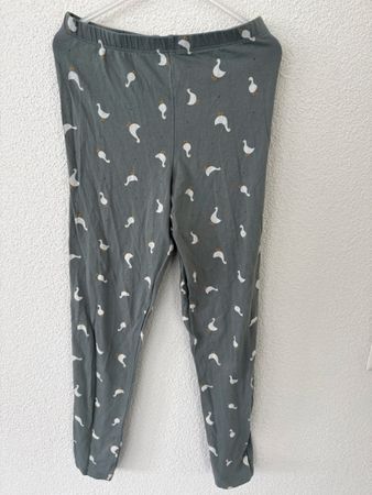 Leggings Gr. 134/140 grau mit Entenmuster