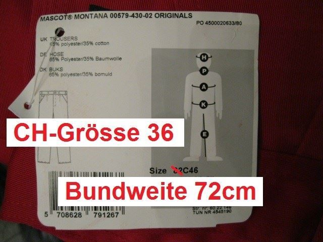 Pantaloni: Arbeitshose MASCOT Montana Gr. 36 rot, neu – Nuovo (secondo la descrizione) da Eschenbach SG venduto da brocarte 8