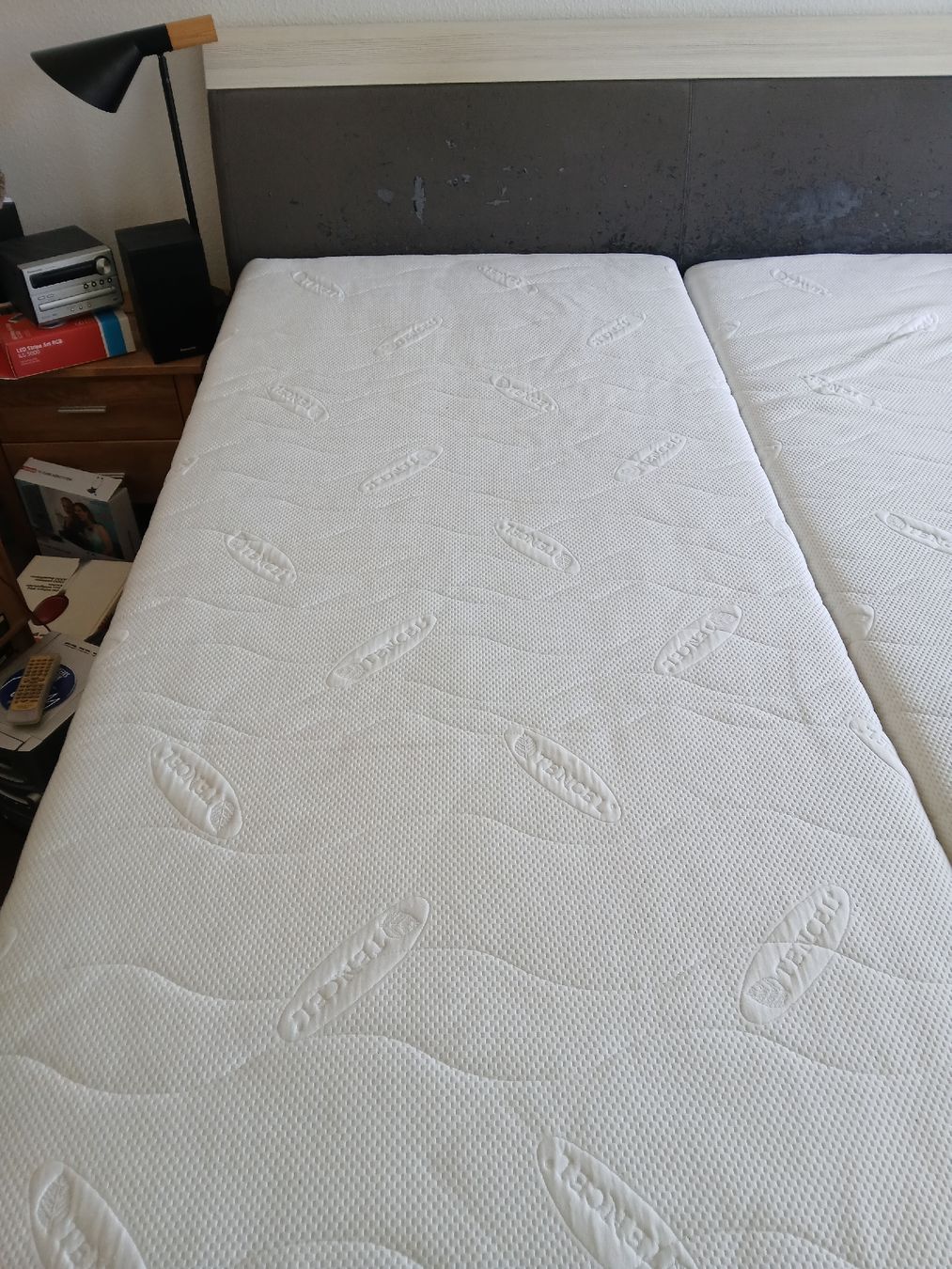 Lits: Bed Frame with Mattress, Vito, Double, Grey Fabric, Used – D'occasion à Dübendorf par rol_fm6d 2