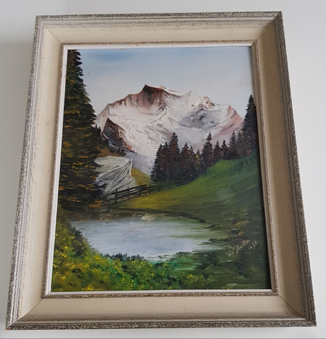 Dipinti: Ölbild W.Stoller 1958 29 x 35 cm – Usato da Mauensee venduto da Braut-kleid