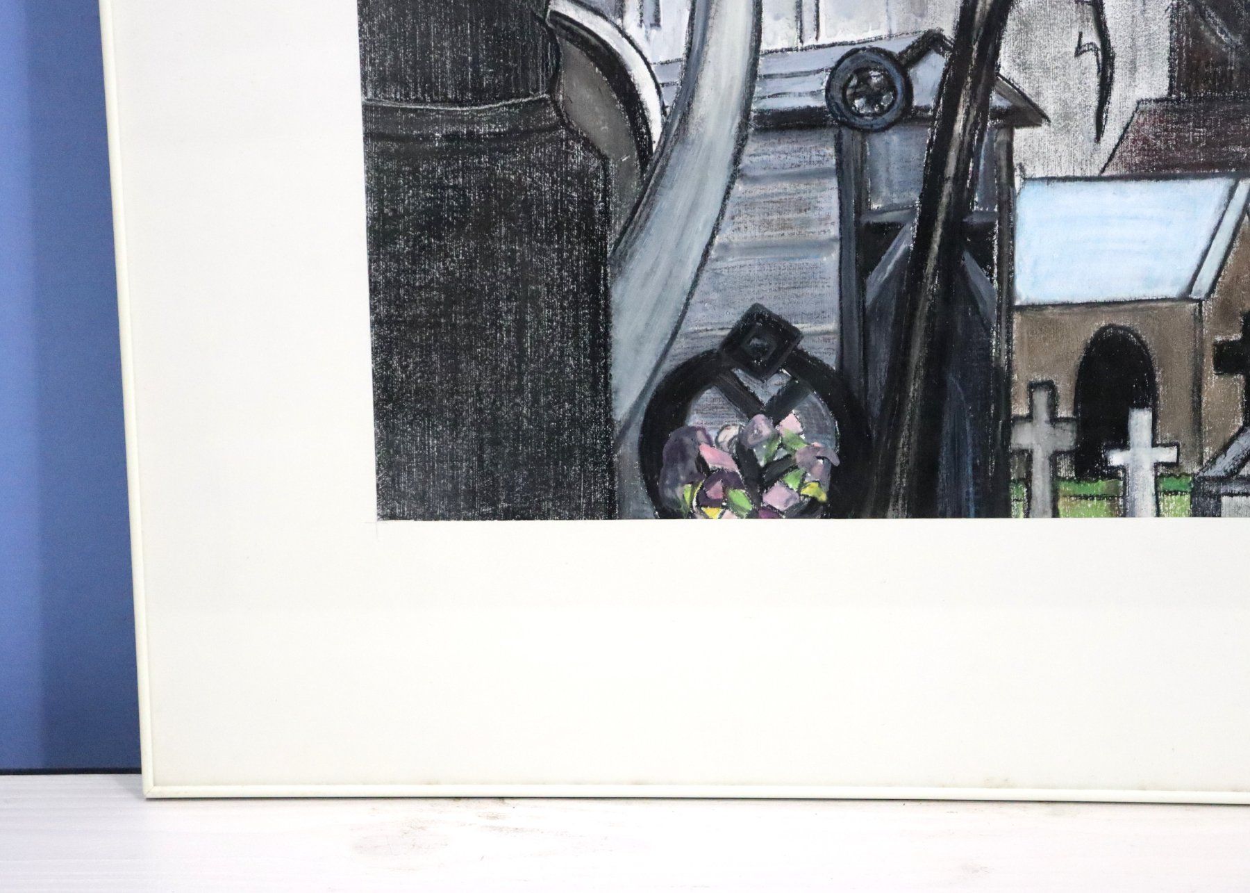 Gemälde: Monika Buchmann-Helbling, Mischtechnik, "Pariser Friedhof" – Gebraucht aus Zug von Kunst-Fundgrube 6
