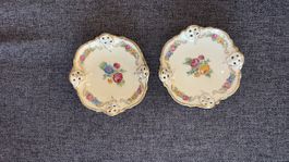 2x Rosenthal Molière Konfektschale 2566/43 – Blumen & Gold 