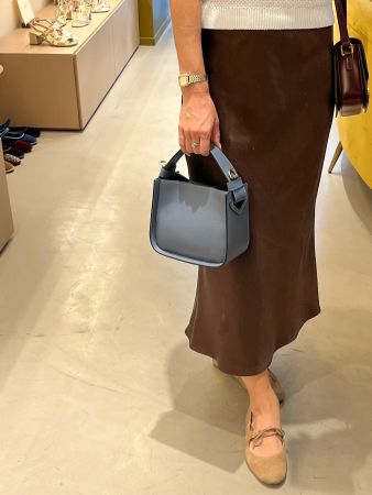 Blue petrol leather shoulderbag