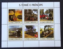 Sao Tome und Principe-Mi 2308-2313 Kbg. ** (2003) Bahnmotive