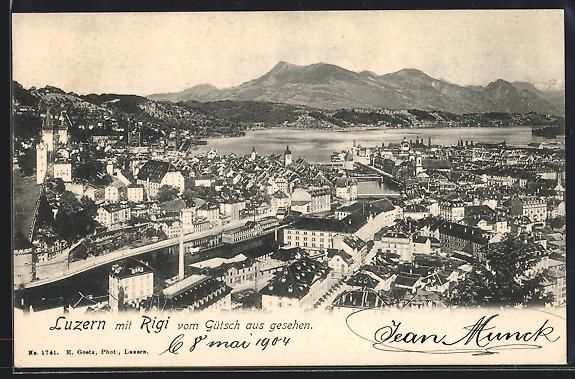 Ansichtskarten: Luzern, Ortsansicht mit Rigi vom Gütsch – Gebraucht aus Berlin von bartko-reher