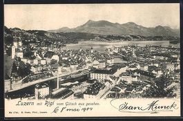 Luzern, Ortsansicht mit Rigi vom Gütsch