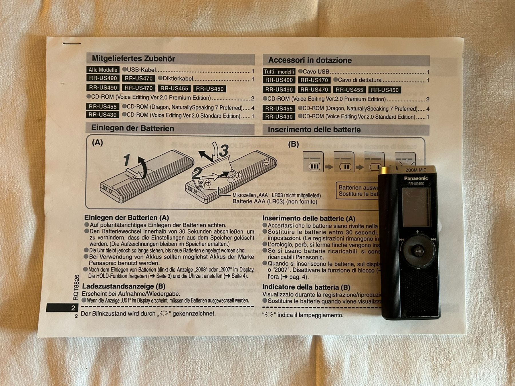 Panasonic Registratori: Panasonic RR-US490 Recorder Zoom Mic – Usato da Dürnten venduto da Kiosk7
