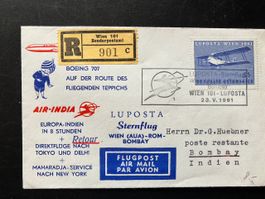 Flugbrief Wien - Rom - Bombay vom 23.05.1961