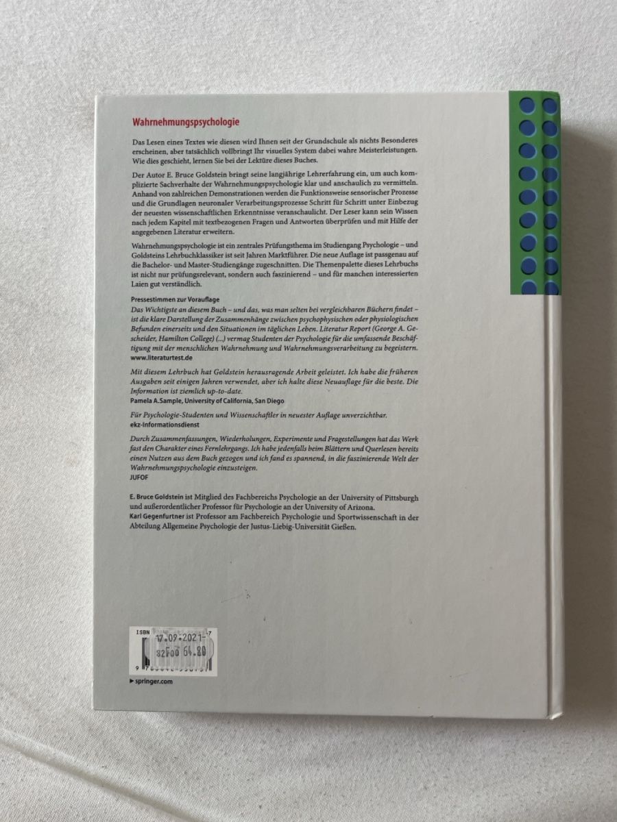 Libri: Perception Psychology Book by Goldstein - Good Condition – Usato da Bern venduto da lea_w5hk 1