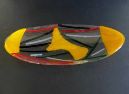 Schale Glas farbig oval 39 cm.