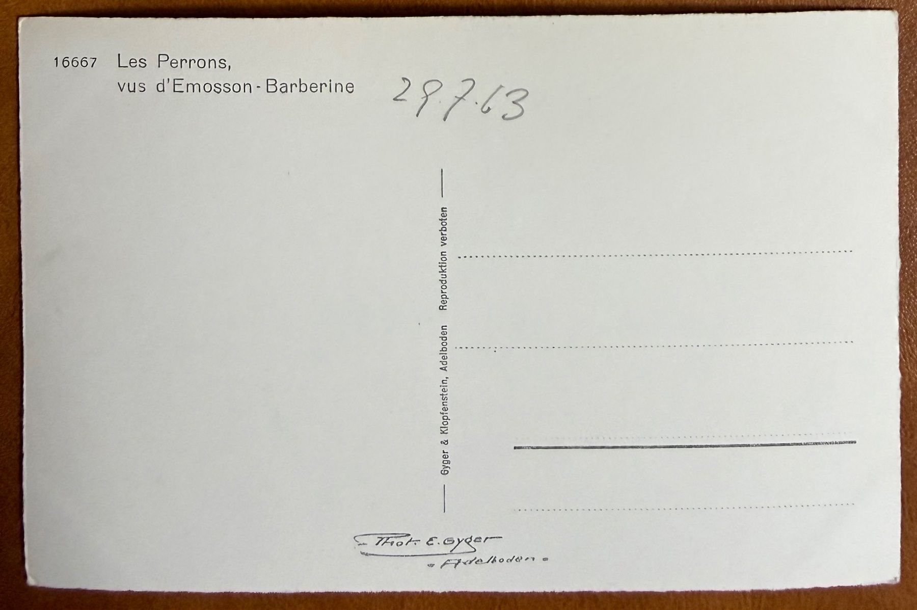 Cartoline postali: les perrons vus d'Emosson - Barberine 1963 – Usato da Lutry venduto da Ediego 1