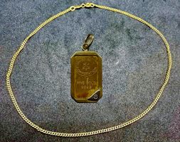 18K Gelbgold Panzerkette + 1g Goldbarren - Top Zustand
