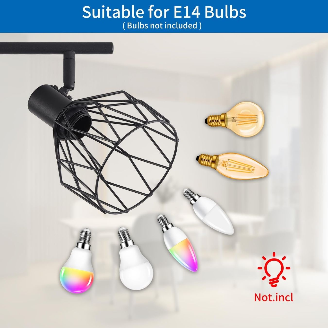 Lampadari & plafoniere: Deckenstrahler 4-flammig E14 Schwenkbar Schwarz – Nuovo e nell'imballaggio originale da Schaffhausen venduto da tra_6j5m 3