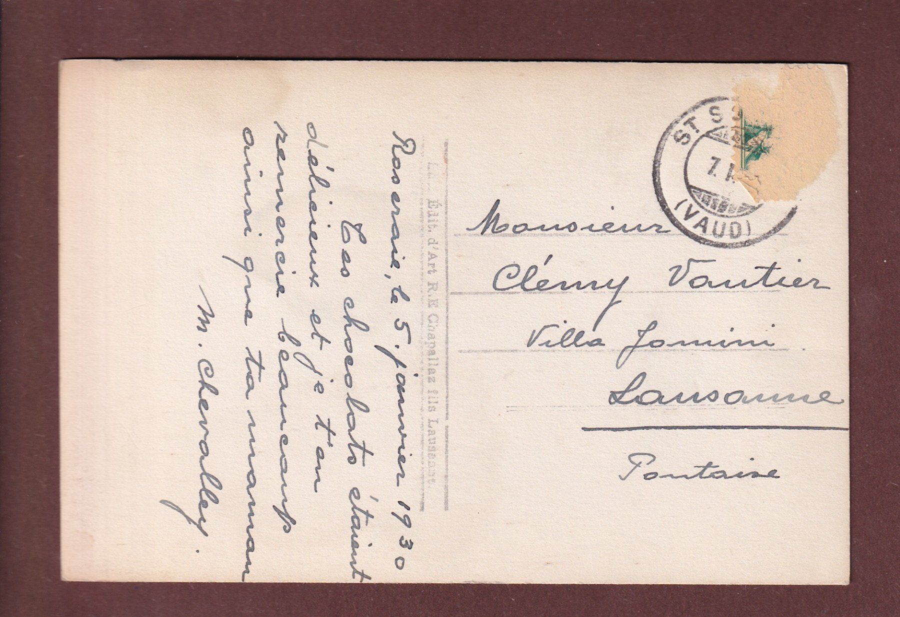 Cartes postales: ST. SULPICE au soleil couchant - 1930 – D'occasion à Pully par nicecards-shop 1