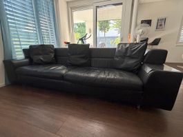 Bequemes Echtleder-Sofa zu verkaufen