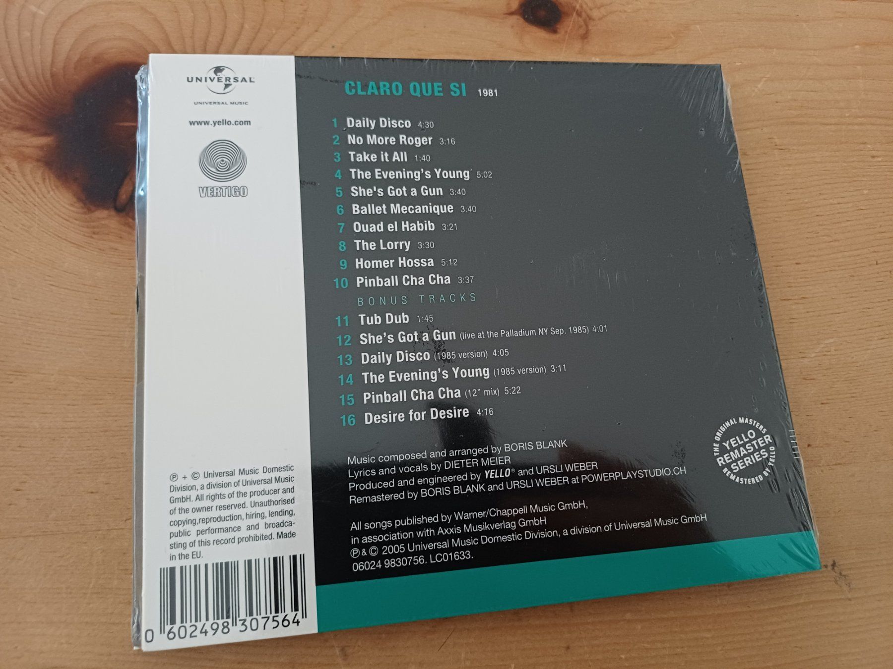 CDs: Yello: Claro Que Si (Remaster; neu) – Neu und originalverpackt aus Jona von Rreto71 2