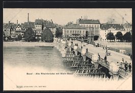 Basel, Alte Rheinbrücke mit Klein-Basel
