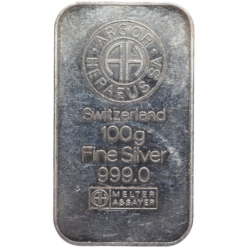 Métaux précieux: Schweiz Silber Barren 100 Gramm "ARGOR" – D'occasion à Liestal par fibonaccis