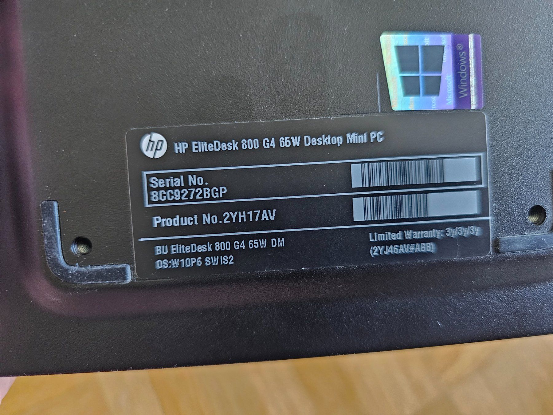 Hewlett Packard PC: HP EliteDesk 800 G4 - Barebone - Non testé – Difettoso da Fribourg venduto da baltenspda 2