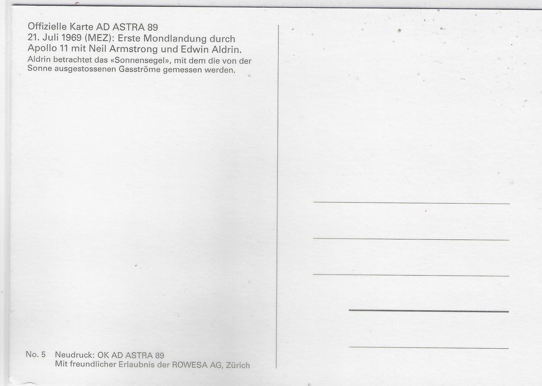 Cartoline postali: Off. Karte AD Astra 89 - Apollo 11 – Usato da Ettingen venduto da Kartenplanet 1