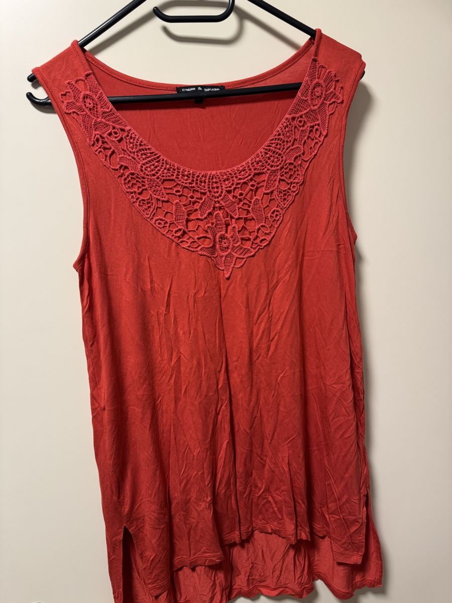 Top: Sommertop Gr. M, rot, Häkelspitze, Cable & Gauge – Nuovo (secondo la descrizione) da Zürich venduto da cha_7n8s