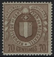 70 Centimes Fiskalmarke von NEUCHÂTEL / NEUENBURG