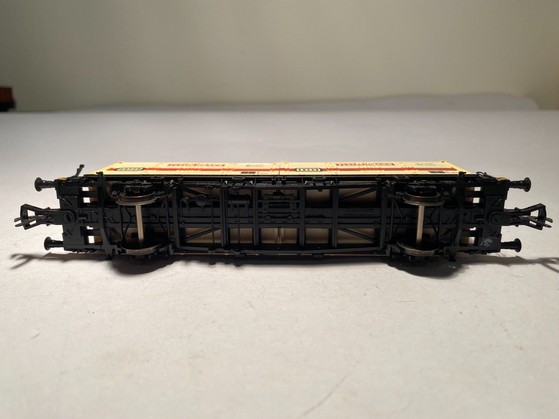 Fleischmann Modellini di ferrovie: Fleischmann 5232 H0 Containertragwagen mit 2 Container – Usato da Buchrain venduto da Modellbahn11 6