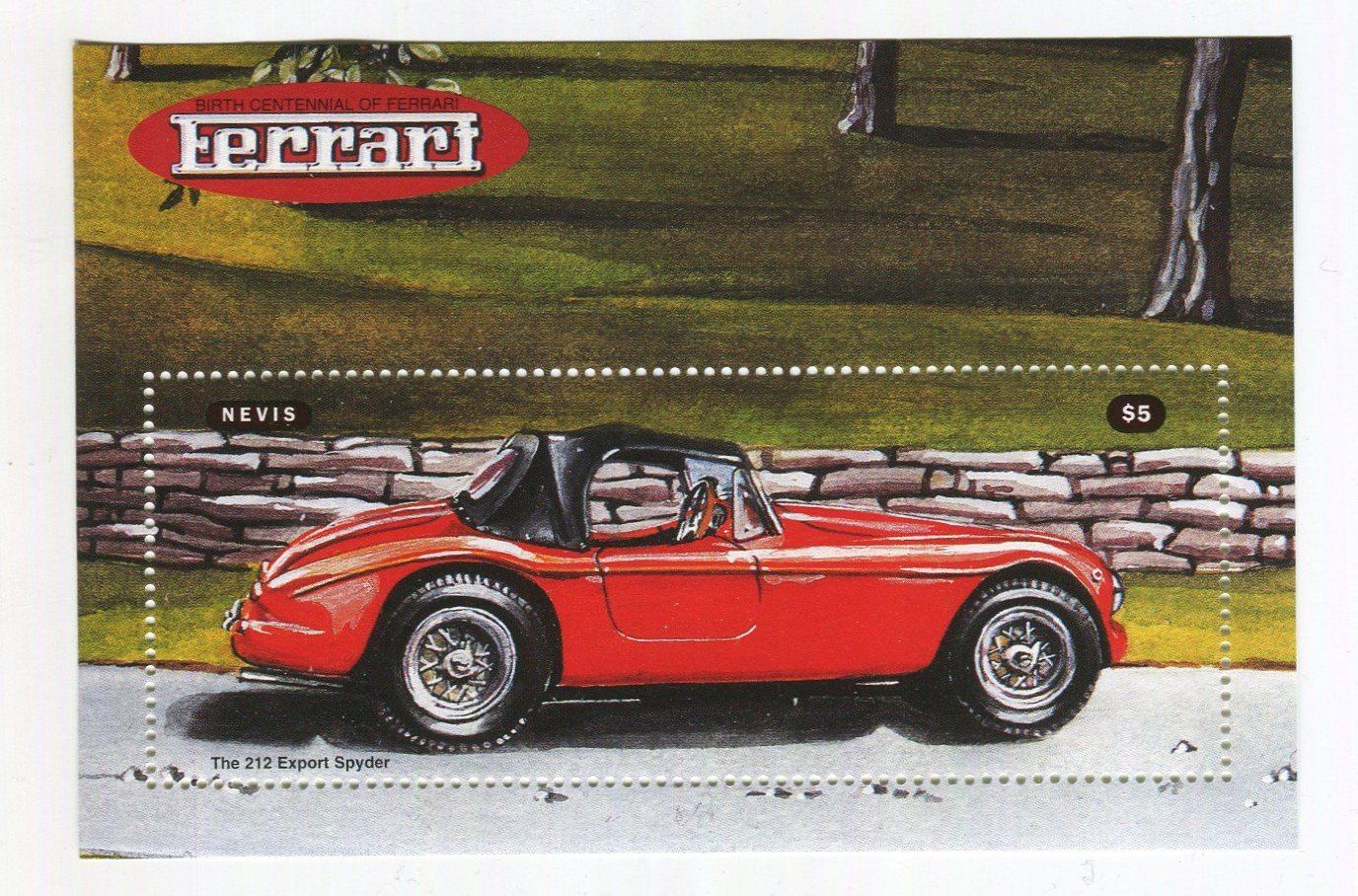 Tous les timbres: Block "Ferrari". Nevis – Neuf avec emballage d'origine à Basel par Butsch5