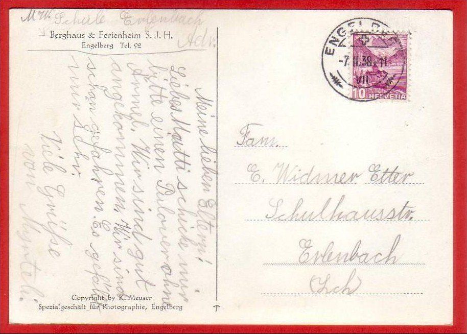 Cartoline postali: ENGELBERG, BERGHAUS S.J.H. GROSSFORMAT – Usato da Grüningen venduto da Kartenlaube 1