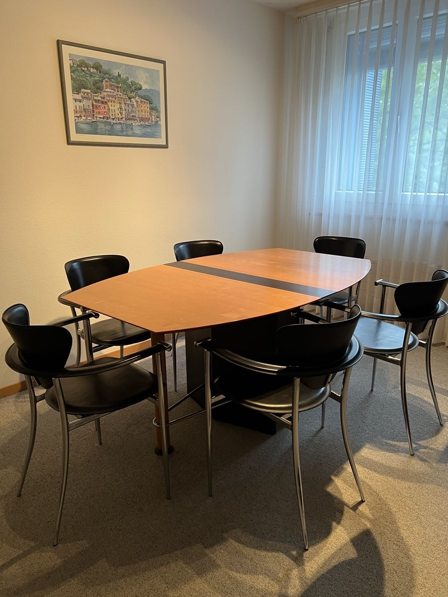 Set di tavolo e panche: Esstisch mit sechs Leder Stühlen – Usato da Luzern venduto da gab_k9g6 3