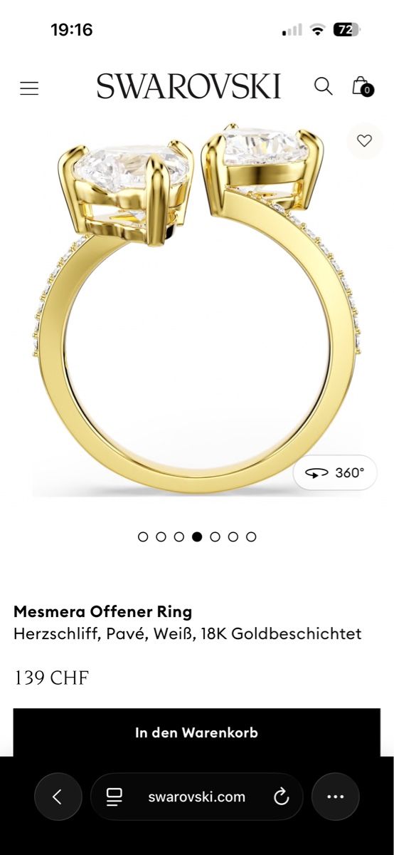 Swarovski Anelli: Mesmera Offener Ring Swarovski – Nuovo (secondo la descrizione) da Bern venduto da Dasch60 1