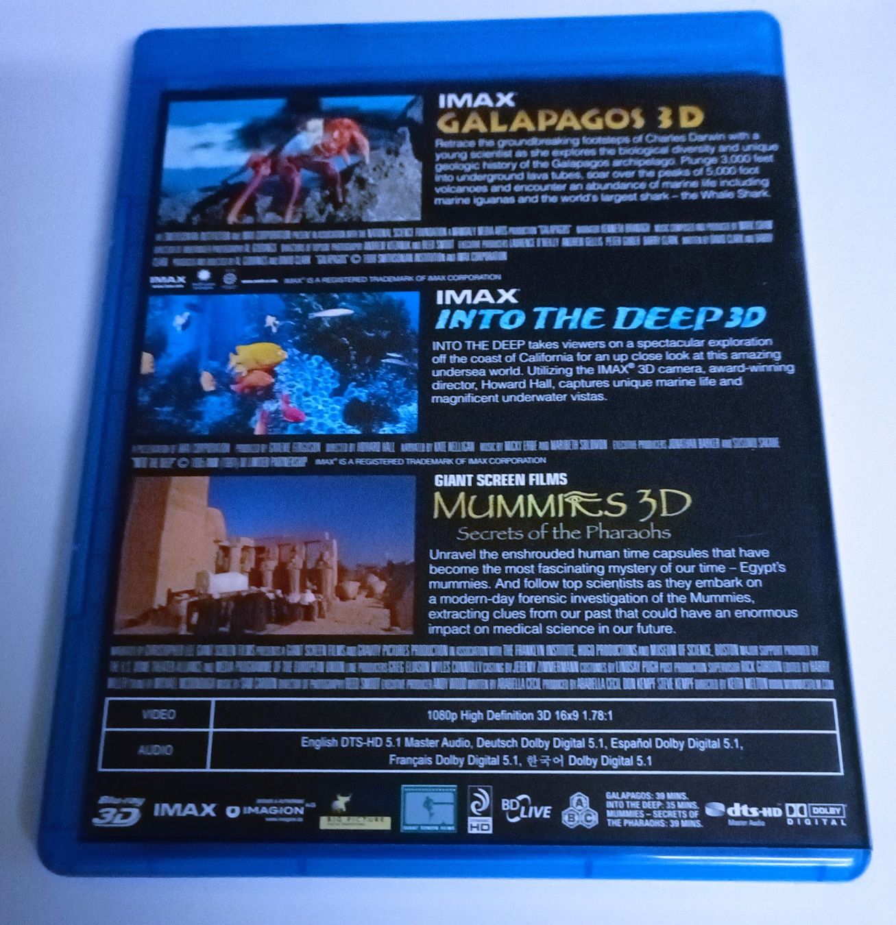 Tutti i DVDs: Samsung IMAX 3D Triple Feature: Galapagos, Into the Deep, M. – Usato da Köniz venduto da Movieportal007 1