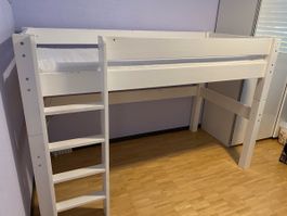 Hochbett/Etagenbett weiss mit Leiter 