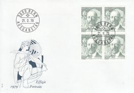 1979 4 FDC Viererblockserie Rilke Klee Hesse Mann Hans Erni