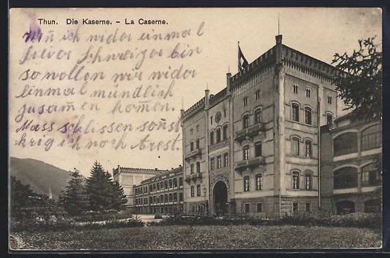 Cartoline postali: AK Thun, Kaserne mit Strassenpartie – Usato da Berlin venduto da bartko-reher