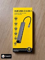 Hub USB-C 8-en-1 HDMI 4K, USB 3.0, RJ45, SD/TF, PD 87W