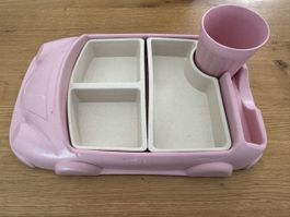Rosa Kinder Geschirr Set Auto Design - Neu!