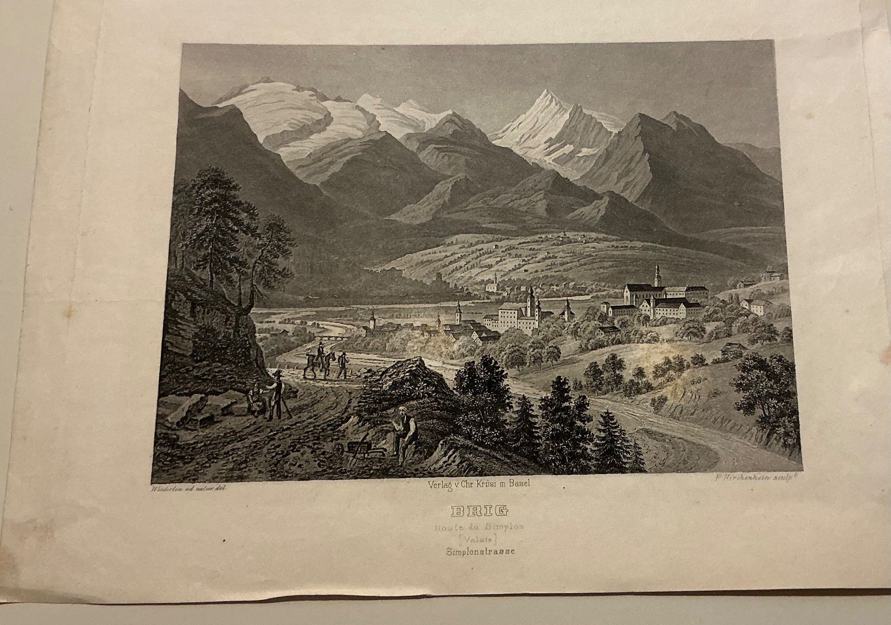 Grafica & Litografie: Originale Lithographie Ansicht von Brig – Usato da Naters venduto da seidengut