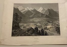 Originale Lithographie Ansicht von Brig
