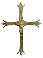 Crucifix mural vintage en laiton doré – Style Art déco