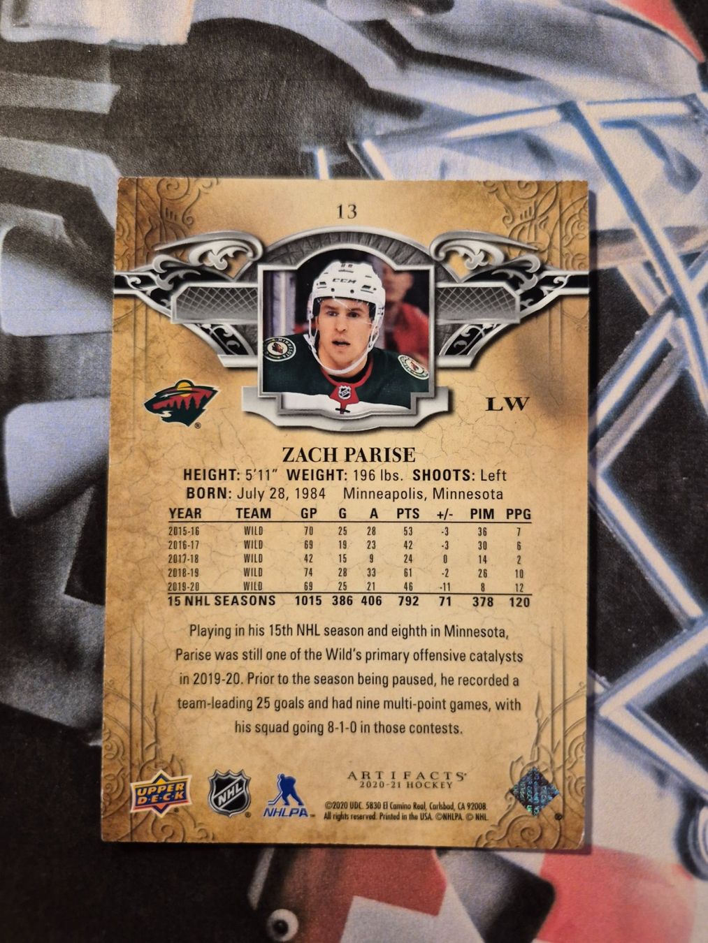 NHL Carte collezionabili: NHL Zach Parise Minnesota Wild – Usato da Treiten venduto da Sauber73 1