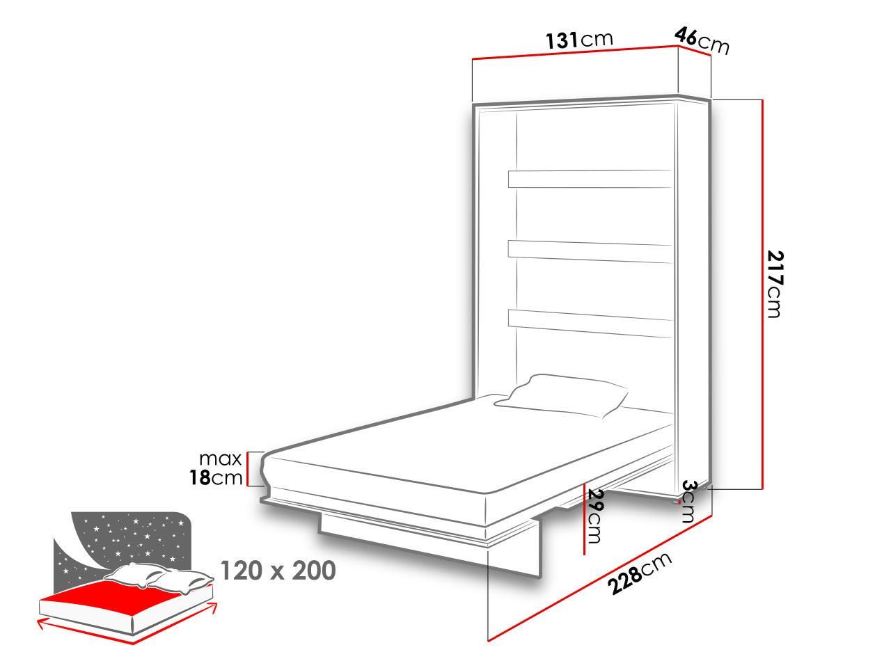Letti: Schrankbett 120x200 Vertical WEISS HGL – Nuovo e nell'imballaggio originale da Wallenwil venduto da toesstal-vertrieb 3