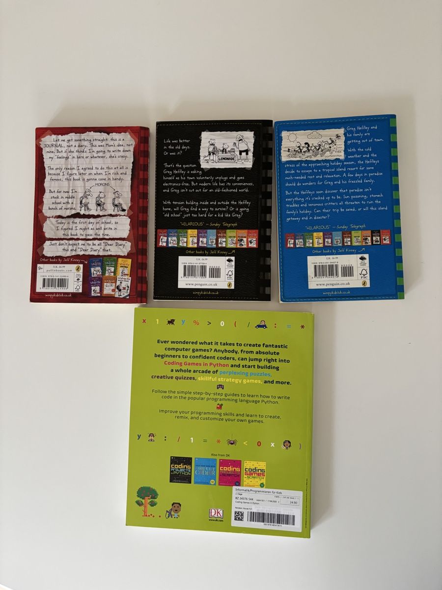 Bücher: Diary of a Wimpy Kid books + Coding games Python – Gebraucht aus Kilchberg ZH von HGD8008 1