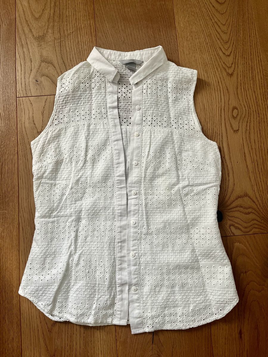 H&M Camicette: H&M Bluse Lochmuster, Hemdbluse weiss - 36 – Usato da Sax venduto da _Kornblume_