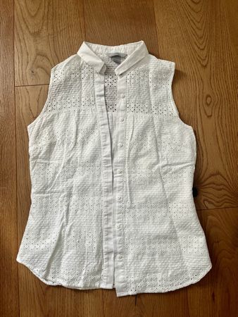 H&M Bluse Lochmuster, Hemdbluse weiss - 36