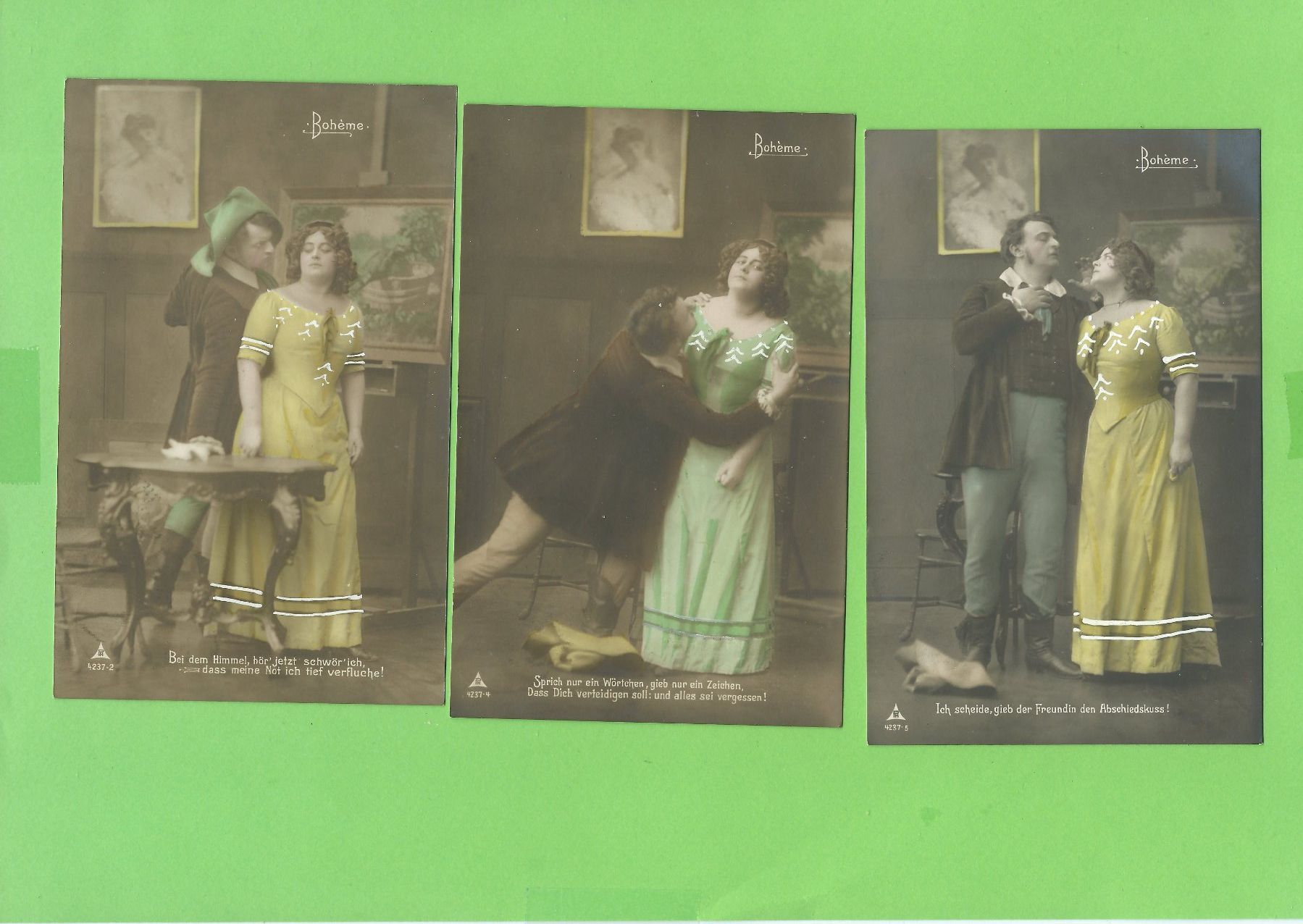 Cartoline postali: 7 Antike Postkarten "Boheme" um 1910 – Usato da Zürich venduto da t24_de 2