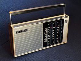 Silver Radio portable vintage bois, chrome et noir